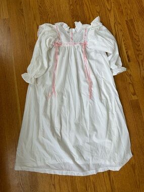 American Girl White Nightgown with Pink Ribbon Accents
